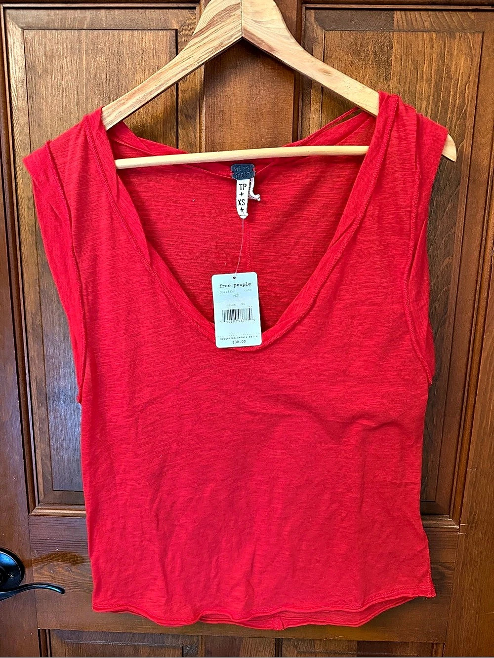 Free People Cleo Tee Red Cotton-Blend Tank Top Size XS